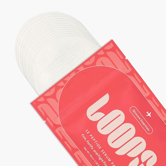LOOPS Peptide Serum Korean Skincare - Firm, Fortify, Fight Fine Lines - Anti-Wrinkle & Moisturizing - Pre-soaked Veocell Embo Pad - Peptide Complex to Rejuvenate and Prejuvenate Face - Pack of 7