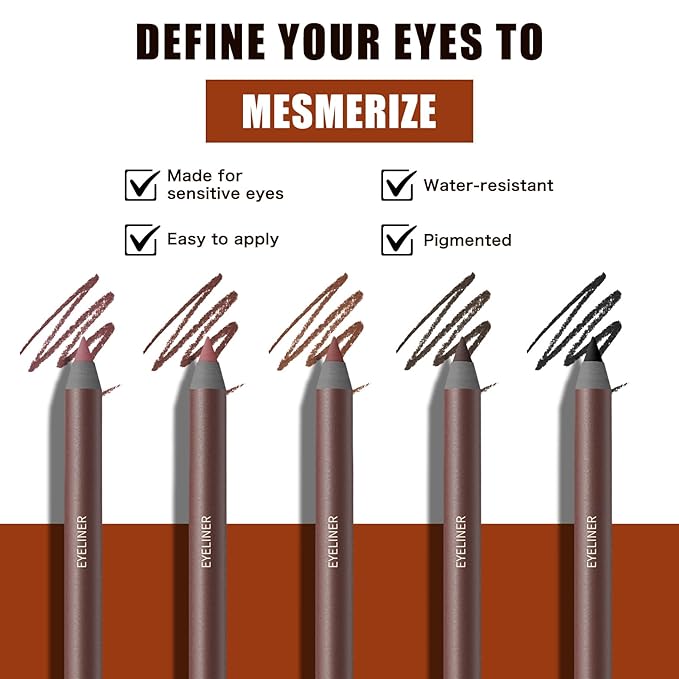 24HR Waterproof Eyeliner Pencil with Built-In Sharpener – Long Lasting, Smudge-Proof, Creamy Glide, Bold Pigment, Vegan & Sensitive Eye Safe (Plum)