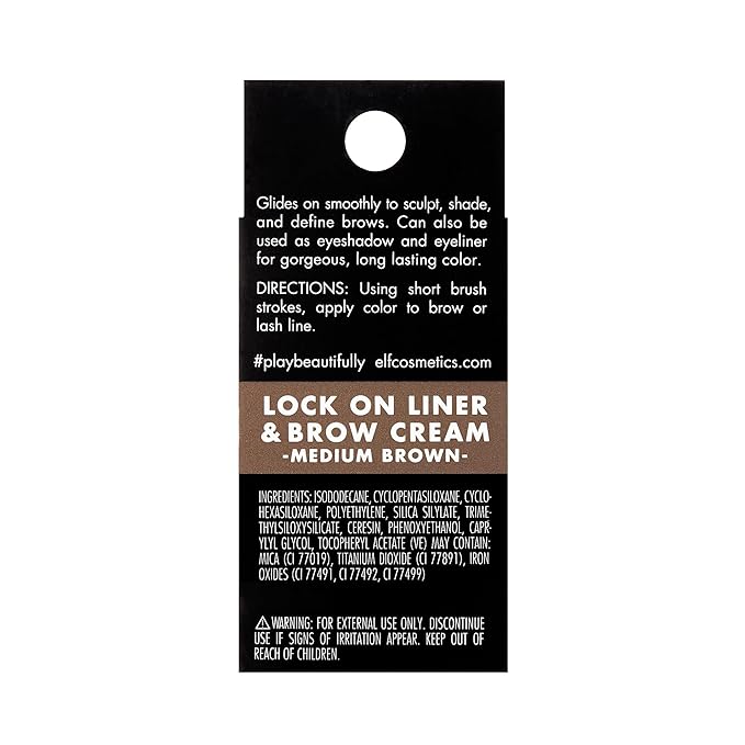 e.l.f. Lock On Liner And Brow Cream Sculpts and Defines Eyebrows Medium Brown 0.19 Oz (5.5g)