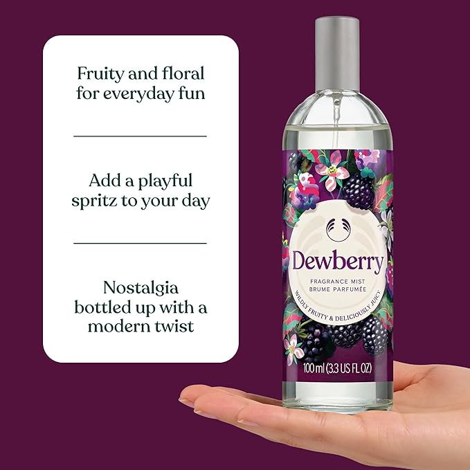The Body Shop Dewberry Fragrance Mist | Refreshing & Fruity Body Spray with Notes of Jasmine and White Lily | Vegan, 100 ml / 3.3 oz