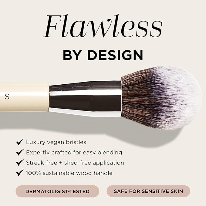 HALEYS Beauty Powder Makeup Brush, Soft Face Brush for Loose & Pressed Powder, Seamless Blending with Streak Free Finish, Make Up Essentials, Vegan & Cruelty Free
