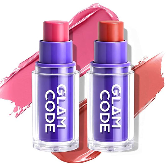 Glam Code Blush Makeup Stick - Makeup Lip + Cheek Stick for Eyes, Lips & Cheeks, Multi-Use Cream Blush Stick with Natural Flush, Hydrating & Long-lasting丨Vegan & Cruelty-Free - 02#