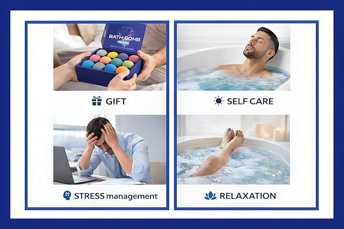 Bath Bombs for Men - Gift Set of 18 Scented Handmade Natural Bath Bombs of 2.5 oz w/Essential Oils, Unique Manly Scents, for Boyfriend, Husband, Father - 18 Pack