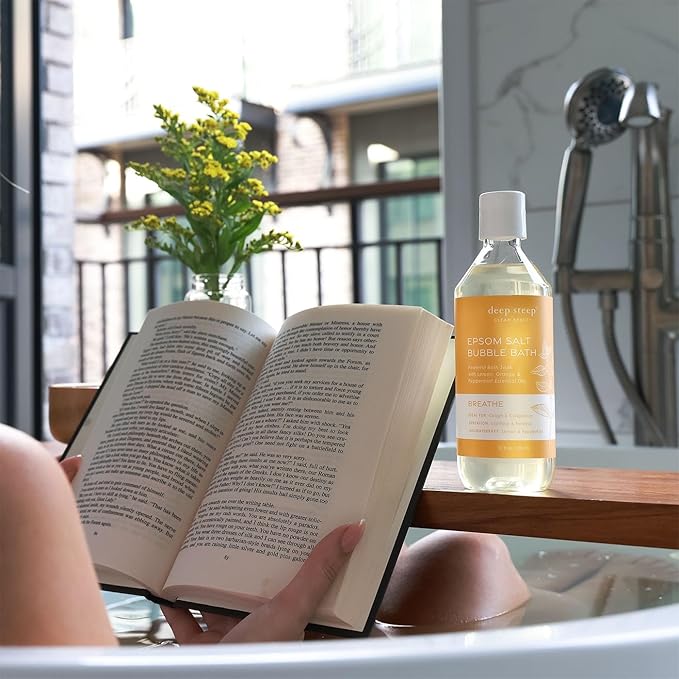 Deep Steep Epsom Salt Bubble Bath, Focus, 32 oz – Spa Soak with Epsom Salt, Ashwagandha, Orange Peel & Essential Oils – Vegan, Clean Beauty, Muscle Relief & Mental Clarity