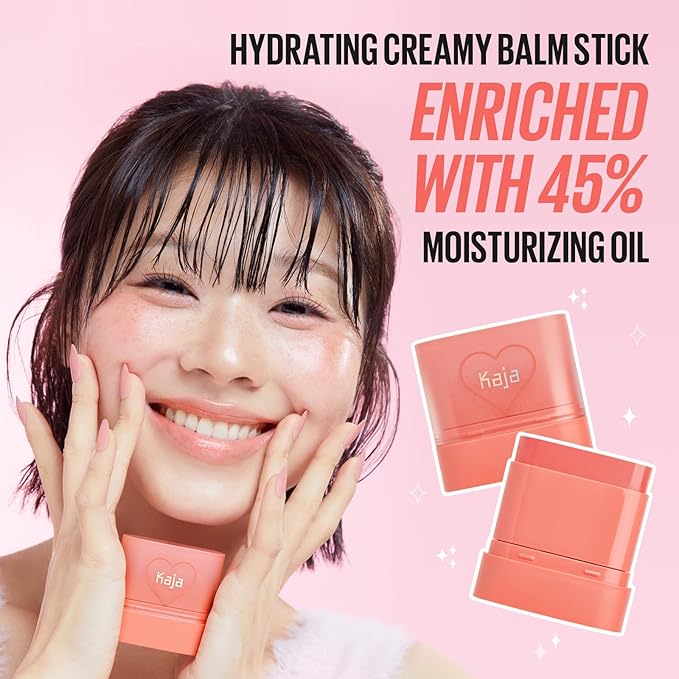 KAJA Cheek & Lip - Dewy Bar 06 Grapefruit Gelato | Creamy Blusher and Balm Multi-Stick, 45% Moisturizing Oil, Apple Extract, Vitamin-Hyaluronic Acid Infused, High Shine, Non-Sticky, Easy Blending, 10g