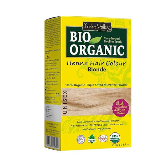 Indus Valley Bio Organic Natural Henna Hair Color For Women Blonde 100gm| 100% Gray Hair Coverage And Long Lasting Hair Dye | Vegan and Cruelty-Free I Herbal Hair Color for All Hair Types