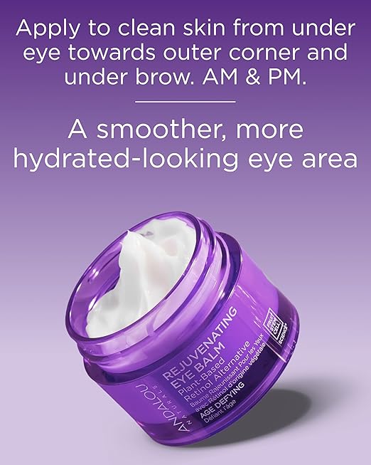 Andalou Naturals Age Defying Rejuvenating Eye Balm - Plant-Based Retinol Alternative - Gentle, Hydrating Eye Cream With Bakuchiol to Help Reduce Appearance of Wrinkles - 0.45 Oz
