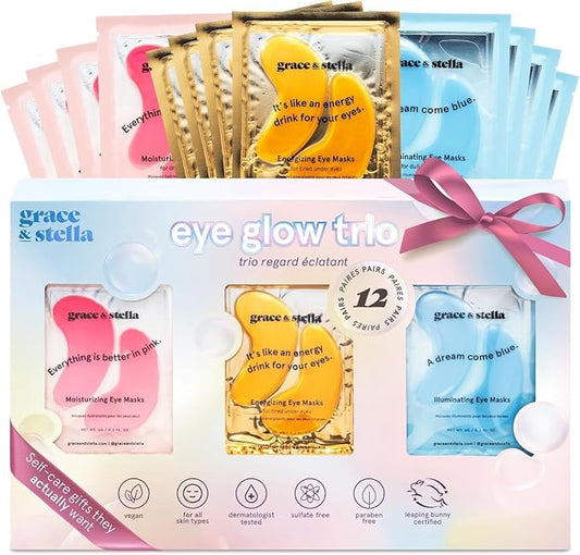 grace & stella Under Eye Patches (12 pairs) Eye Masks for Puffy Eyes and Dark Circles - Gifts for Her, Bridesmaids, Birthdays, Bachelorette Party, Self Care Gifts for Women - Vegan Cruelty-Free