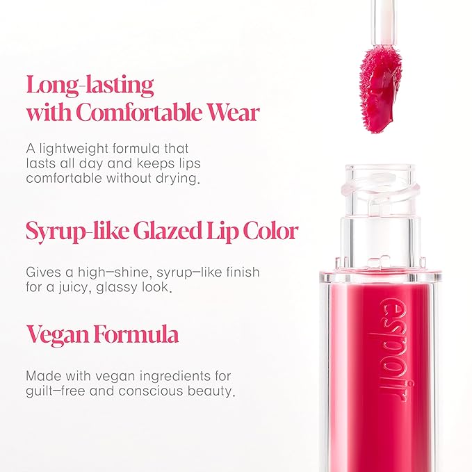 Espoir Couture Lip Tint Glaze #16 Marmalade | Volumizing Lip Stain with Juicy Texture, Long-Lasting & Vibrant Colors, Moisturizing & Hydrating, Glossy Formula, Vegan, Korean Makeup, 0.14 oz