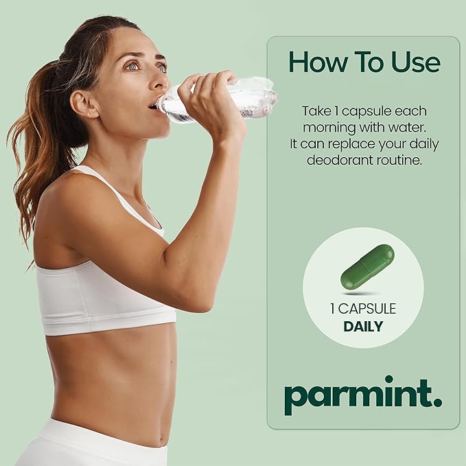 Whole Body Natural Deodorizing Supplement, Vegan & Organic Internal Freshness Capsules for Underarms Odor, Bad Breath, Old People Smell, Feet Odor, Gluten Free, 30 Capsules 1 Daily (1-Month Supply)