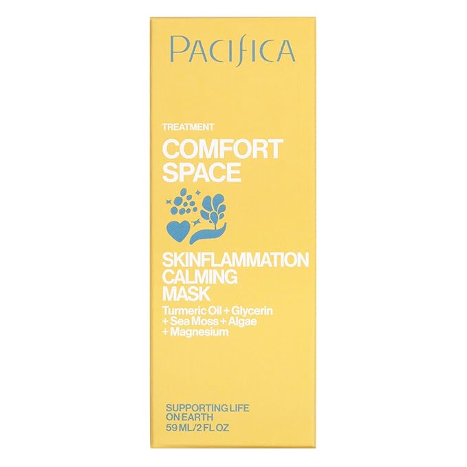 Pacifica Comfort Space Calming Face Mask for Sensitive Skin, Redness Relief Hydrating Facial Mask with Azelaic Acid & Turmeric, Soothes Irritation & Dryness, Vegan Skincare, 2 Fl Oz