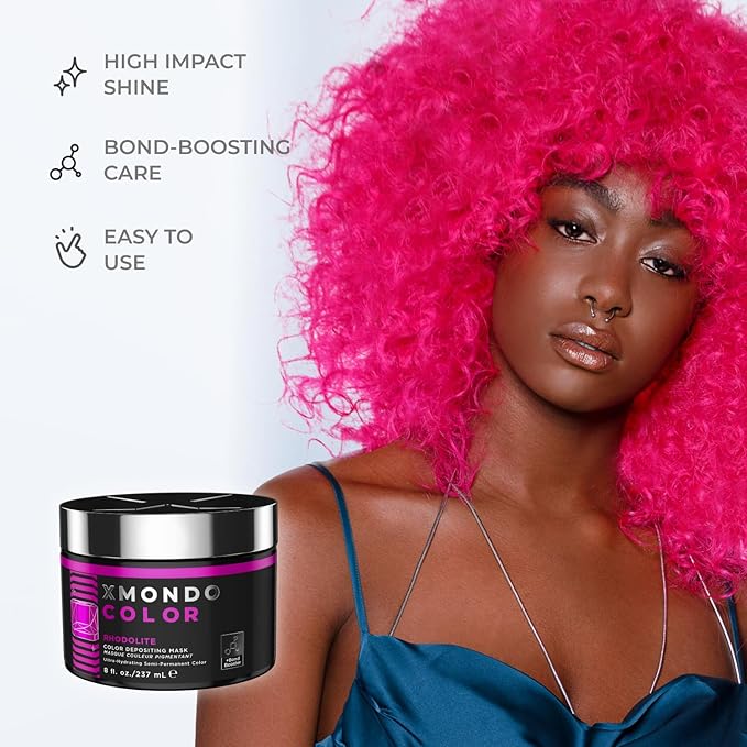 XMONDO Color Rhodolite Depositing Mask & Semi-Permanent Pink Hair Dye | Infused with Bond Booster Technology & Hyaluronic Acid for Nourishment, Revitalization & Repair, Vegan Formula, 8 Fl Oz 1-Pack