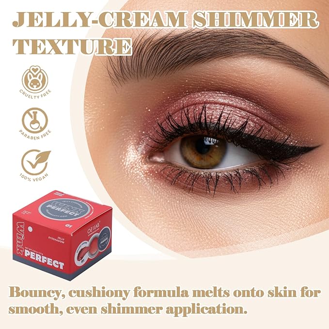 Wink Perfect Jelly Cream Eyeshadow – High-Shine Shimmer, Buildable & Long-Lasting, Lightweight Cream-to-Powder Eye Shadow, Vegan & Cruelty-Free (01 Peachy Copper, 0.18 oz / 5.1 g(PACK OF 1))