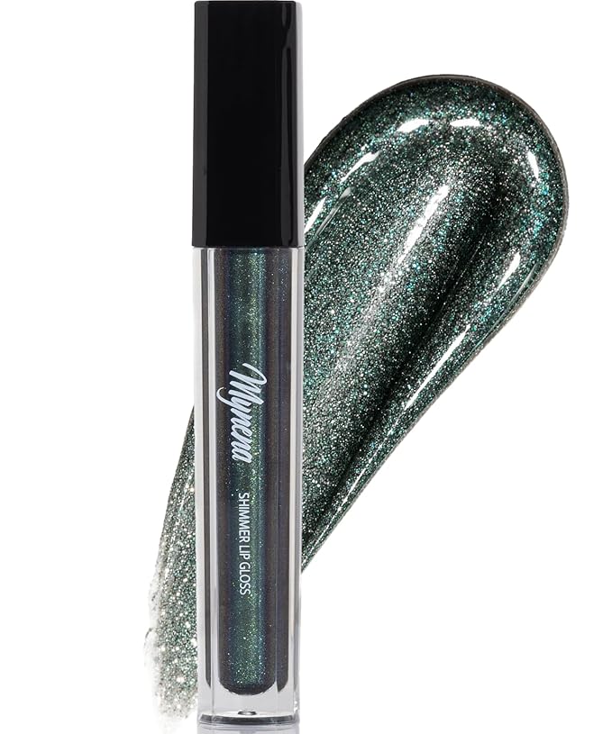 Mynena Cool-Toned Metallic Green with Iridescent Shimmer Lip Gloss Non-Sticky | Lightweight Lip Topper | Paraben-Free | Demi-Sheer Lipgloss from Cosplay to Everyday Glam | Willow