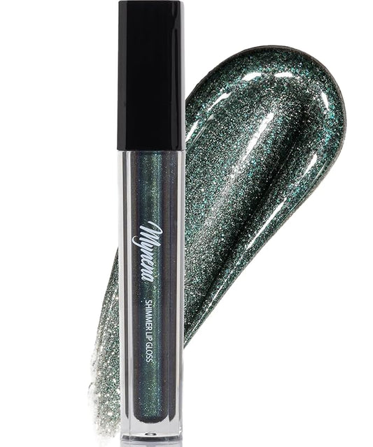 Mynena Cool-Toned Metallic Green with Iridescent Shimmer Lip Gloss Non-Sticky | Lightweight Lip Topper | Paraben-Free | Demi-Sheer Lipgloss from Cosplay to Everyday Glam | Willow