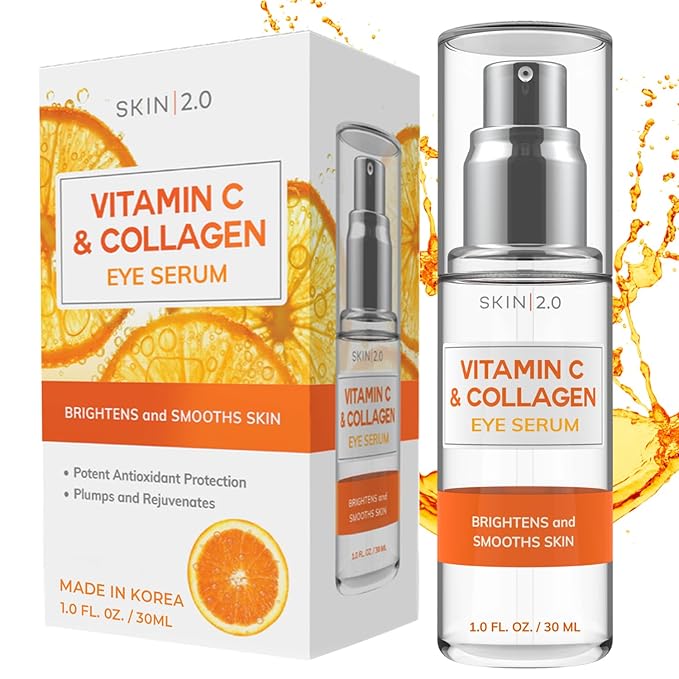 Vitamin C & Collagen Under Eye Serum – Dermatologist Tested, Anti Aging Korean Skin Care – Targets Dark Circles, Puffiness & Fine Lines for Smoother, Firmer Eyes – Vegan Clean Beauty, 1 fl oz