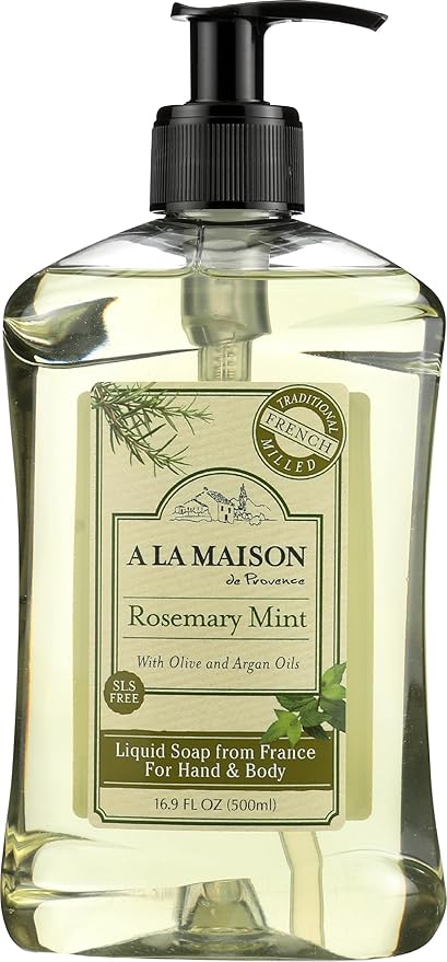 A LA MAISON Rosemary Mint French Liquid Hand Soap - Natural Hand Wash Made with Essential Oils - Biodegradable, Plant-Based, Vegan, Cruelty-Free, Alcohol & Paraben Free (16.9 oz, 1 Pack)