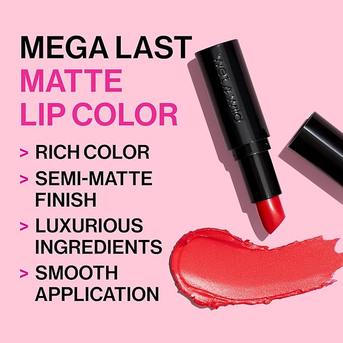 wet n wild Mega Last Matte Lip Color, Semi Matte Hyaluronic Acid Infused, Long Lasting Full Coverage for a Nourishing Pout, Cruelty-Free & Vegan - Think Pink
