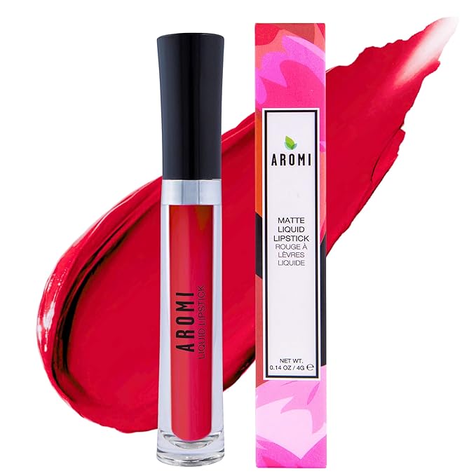 Aromi True Red Matte Liquid Lipstick | Bold Red Lip Color with Blue Undertones, Smudge Proof, Long Lasting, Vegan and Cruelty-free (Flamenco Red) | Made in USA, Small Batch, Highly Pigmented, Waterproof, Handmade