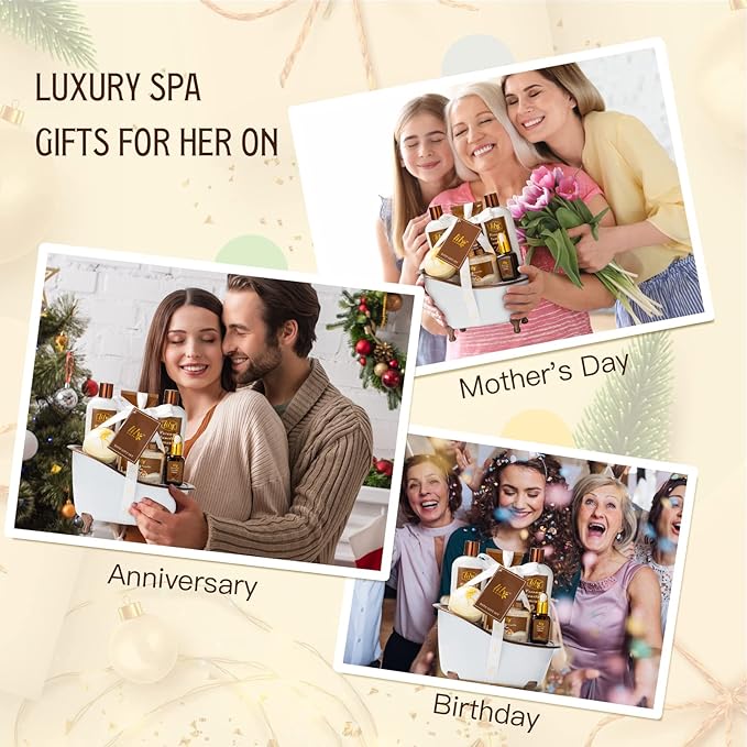 Mothers Day Gifts for Women - 7-Piece Nourishing Bath & Body Gift Set, Bath Collection | Valentines Day Gifts for Mom, Fathers Day, Birthday, Self Care Kit, Christmas Gift, All Occasion Gift