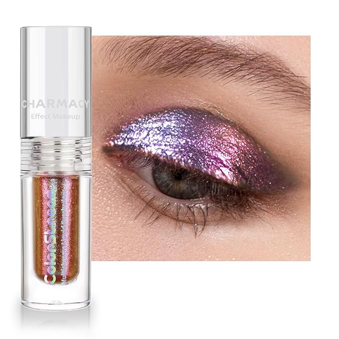 CHARMACY Liquid Duochrome Eyeshadow, Multi-Dimensional Eye Looks, Long Lasting Glitter Eye Shadow Sets Metallic Pigments, Quick Drying, Sparkling Shiny Eye Makeup for Beginners, 1.6g (#17)