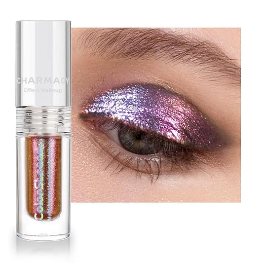 CHARMACY Liquid Duochrome Eyeshadow, Multi-Dimensional Eye Looks, Long Lasting Glitter Eye Shadow Sets Metallic Pigments, Quick Drying, Sparkling Shiny Eye Makeup for Beginners, 1.6g (#17)