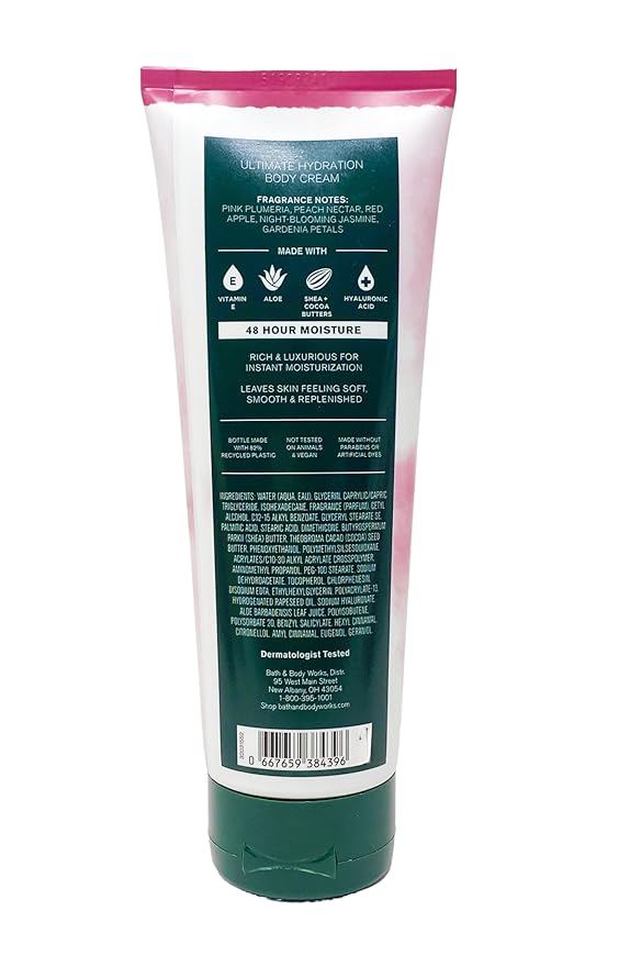 Bath & Body Works Plumeria- Trio Gift Set - Body Cream, Body Wash and Body Lotion with a Wild Jasmine Bar Soap.