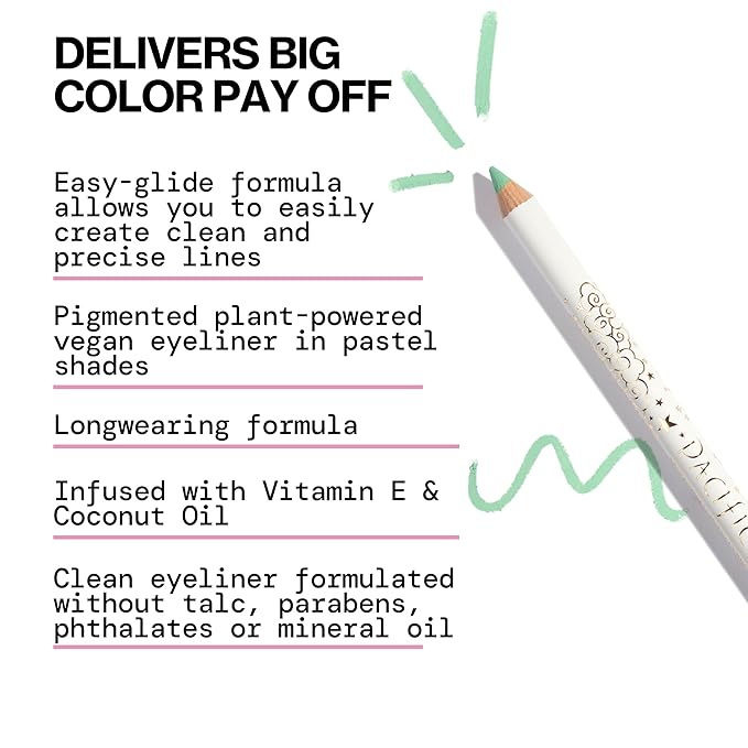 Pacifica Waterproof Eyeliner Pencil – Pastel Mint Green Liner Longwear, Smudge-Proof, Eye Liner Eye Makeup Vegan & Cruelty-Free Ophthalmologist Tested