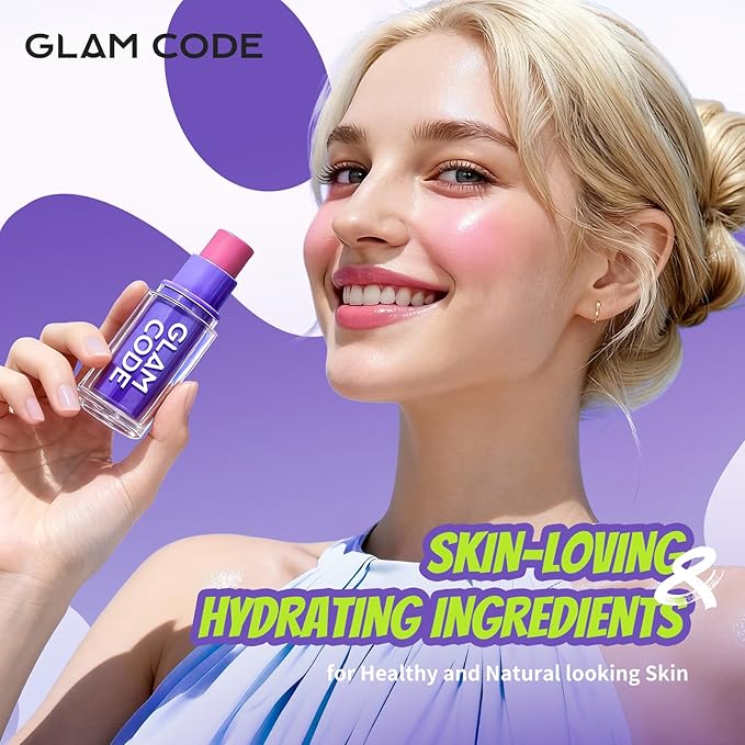 Glam Code Blush Makeup Stick - Makeup Lip + Cheek Stick for Eyes, Lips & Cheeks, Multi-Use Cream Blush Stick with Natural Flush, Hydrating & Long-lasting丨Vegan & Cruelty-Free - 01#