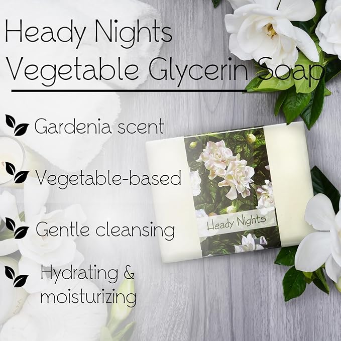 Glycerin Bar Soap Heady Nights Scent - Natural, Vegan-Friendly, Hypoallergenic - Moisturizing and Hydrating with 100% Vegetable Glycerin - Sulfate-Free, Paraben-Free, Chemical-Free - 4.5 oz