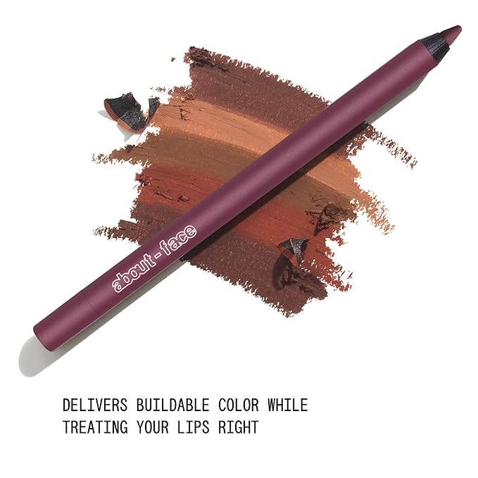 about-face Matte Fix Lip Pencil Lockdown – Long-Wear, Creamy Matte Lip Liner with Hyaluronic Acid & Vitamins C & E – Vegan, Cruelty-Free, Clean Beauty – 0.042 oz (Brick)