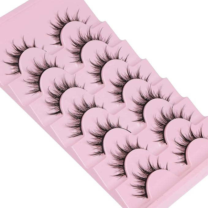 Manga Lashes Natural Look False Eyelashes Anime Lashes Mink Wispy Fluffy Spiky 3D Volume Eyelashes Pack Korean Japanese Asian Cosplay Fake Eyelashes Look Like Individual Cluster 7 Pairs by EYDEVRO