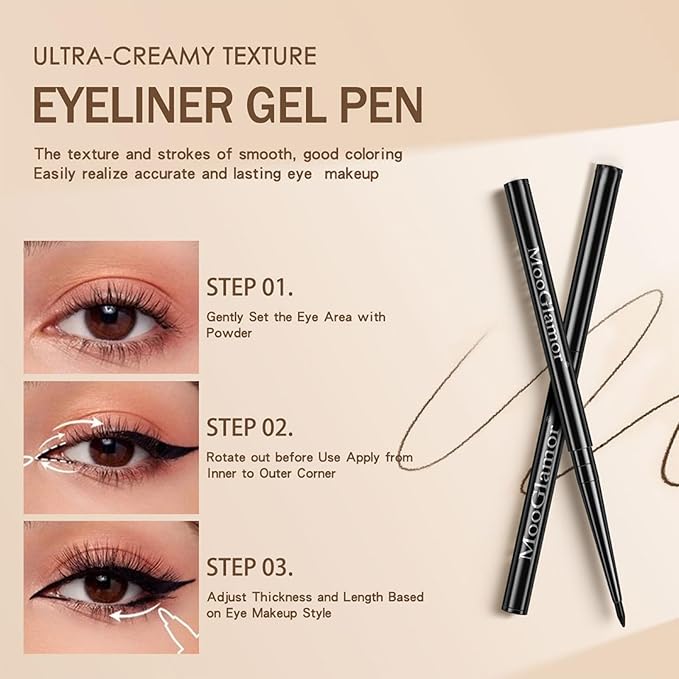 New 12 Pcs Black Eyeliner Pencil Gel Eyeliner Pen with Retractable and Waterproof Eye Liner for Bold and Defined Eye Liner（Black）
