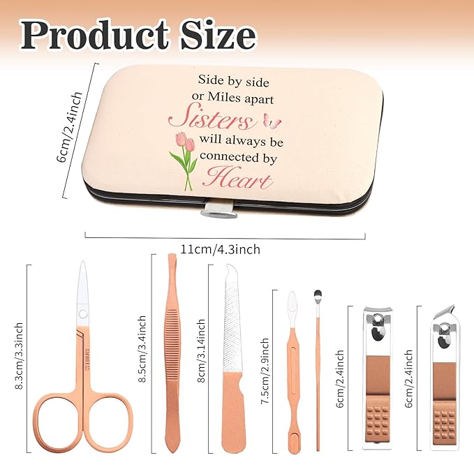 Sister Gifts,Sister Christmas Birthday Gifts for Soul Sisters Girls Stocking Stuffers from Sisters Adult Brother Galentines Graduation Mothers Valentines Day Gift Nail Clippers Manicure Kit for Women
