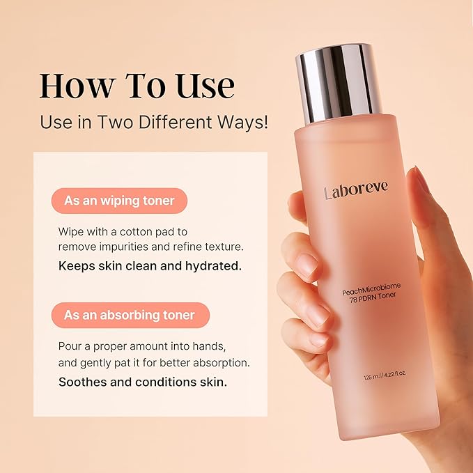 PeachMicrobiome 78 PDRN Peach Toner Milky Toner with 78% Biome for Radiance Skin Barrier Soothing Care Rebalancing Skin Vegan PDRN & Niacinamide & Panthenol Korean Skin Care(4.22 fl. oz)