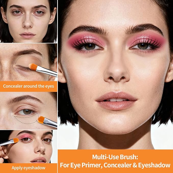 EIGSHOW Eye Shadow Primer Applicator Brush for Blending, Concealer, Professional Tools for Applying Cream, Liquid Shadows and Eye Primer Base, Vegan (E828)