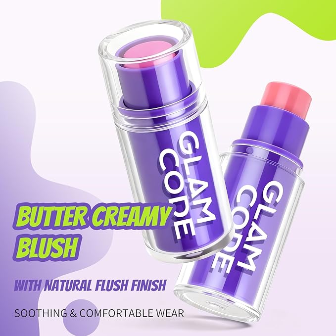 Glam Code Blush Makeup Stick - Makeup Lip + Cheek Stick for Eyes, Lips & Cheeks, Multi-Use Cream Blush Stick with Natural Flush, Hydrating & Long-lasting丨Vegan & Cruelty-Free - #04