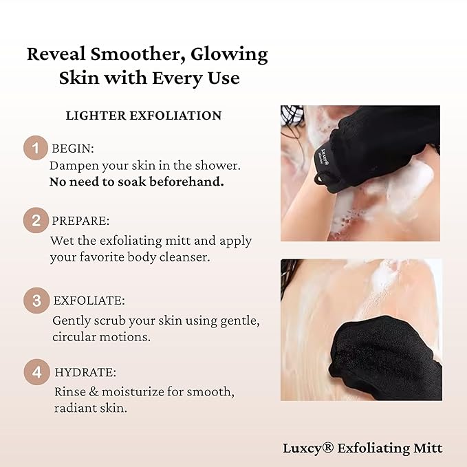 Premium Korean Exfoliating Mitt & Body Scrubber Glove, Viscose Fiber Dead Skin Remover for Smooth, Radiant Skin, Shower Skincare, Keratosis Pilaris Treatment & Self-Tan Prep (1 Pack)