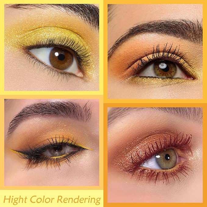 Gold Yellow Brown Smokey Goth Eyeshadow Palette Makeup,Natural Powder Eye Shadow Palette Long Lasting Naturing-Looking,Basic Gold Brown Shade for Halloween,Vegan