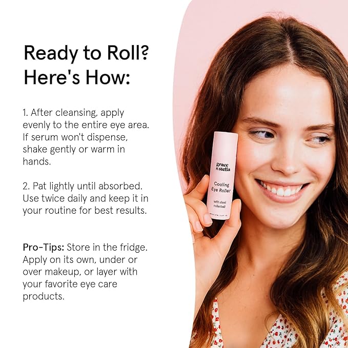 grace & stella Under Eye Brightener with Cooling Metal Rollerball - Centella Asiatica & Caffeine Eye Serum for Puffy Eyes - Travel Essentials - Under Eye Cream - Vegan Skincare (15ml / 0.51floz)