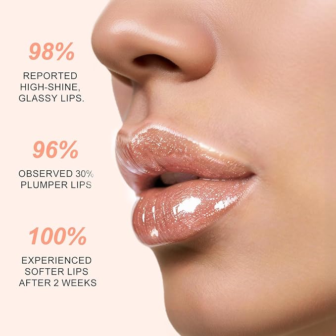 MAKEUP Glitter Lip Gloss –Nourishing and Hydrating with High-Shine Glimmer Finish & Sheer Wash Of Color, Chocolate Scent, Non-Sticky, Vegan & Cruelty-free, Crystal Nude 0.21 fl oz