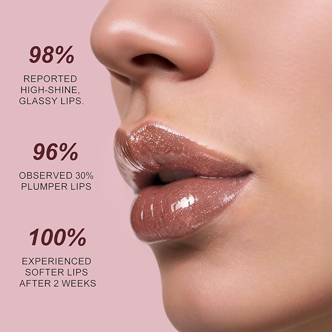 MAKEUP Glitter Lip Gloss –Nourishing and Hydrating with High-Shine Glimmer Finish & Sheer Wash Of Color, Chocolate Scent, Non-Sticky, Vegan & Cruelty-free, Mauve, 0.21 fl oz