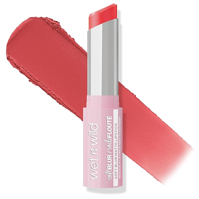 wet n wild Soft Blur Matte Lipstick, Velvety Semi-Sheer Buildable Color, Soft Matte Powdery Finish, Comfortable Wear, Vegan & Cruelty-Free - Bali Blossom