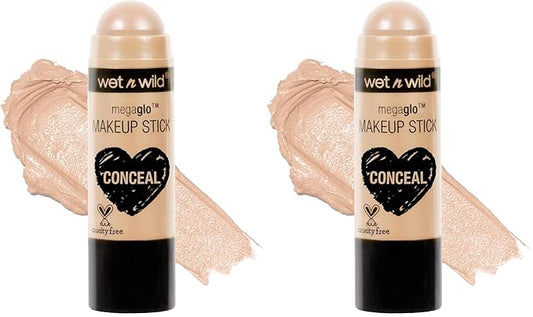 wet n wild MegaGlo Makeup Stick,Buildable Color,Versatile Use,Cruelty-Free & Vegan - Nude For Thought,(Pack of 2)