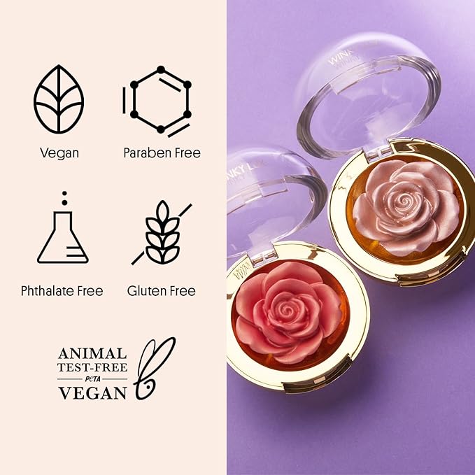 Winky Lux Cheeky Rose Cream Highlighter - Weightless Cream Makeup for Cheeks, Effortlessly Blendable, Skincare-Infused with Vitamin E, Light Gold, Brilliant