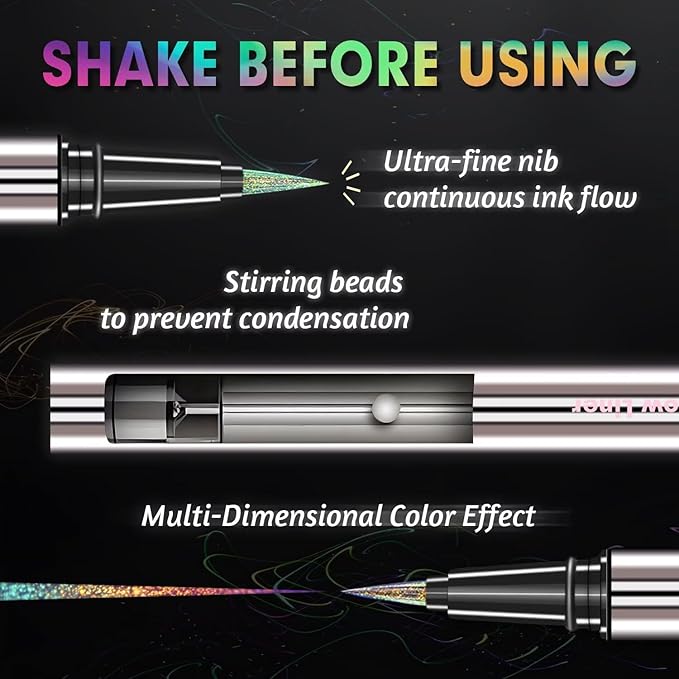 CHARMACY Liquid Eyeliner Waterproof, Intense Black Long Lasting Eyeliner Pen with Ultra Fine Tip, Smudge Proof, Smear Proof, Easy Apply for Winged Liner & Precise Lines, Beginner Friendly, 0.6ml