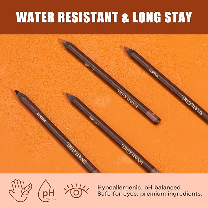 24HR Waterproof Eyeliner Pencil with Built-In Sharpener – Long Lasting, Smudge-Proof, Creamy Glide, Bold Pigment, Vegan & Sensitive Eye Safe (Black)