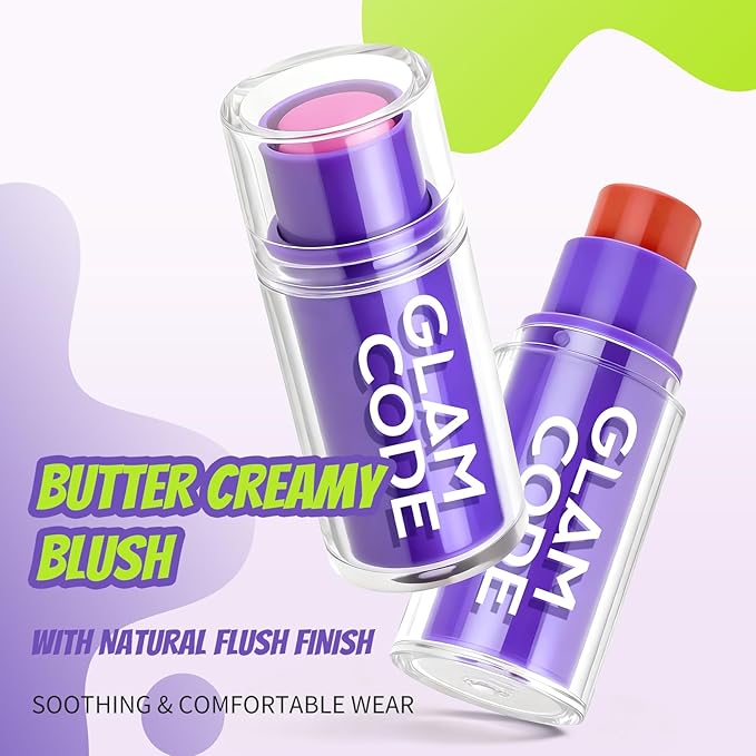 Glam Code Blush Makeup Stick - Makeup Lip + Cheek Stick for Eyes, Lips & Cheeks, Multi-Use Cream Blush Stick with Natural Flush, Hydrating & Long-lasting丨Vegan & Cruelty-Free - #05