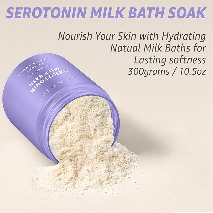 Creamy Coconut Lavender Milk Bath Soak Powder Moisturize Skin Calm Vanilla Luxury Spa Salt Destress Relaxation Gift for Women Perfect Stocking Stuffer