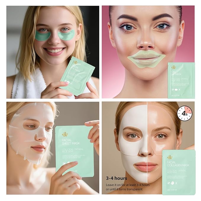 Valentines Day Gifts for Women, 55Pcs Tea Tree Face Sheet Mask Pack, Skin Care Set, Self Care Kit, Hydrogel Jelly Mask, Eye Gel, Under Eye Patches, Facial Serum Set, Christmas, Birthday, Mother Day